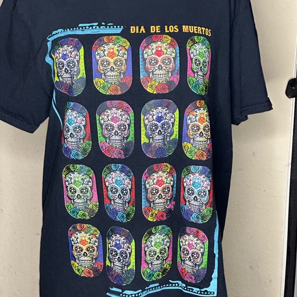 DIA DE LOS MUERTOS /Day Of The DEAD HALLOWEEN READY UNISEX 1HIT T Back Solid LG - Picture 3 of 6